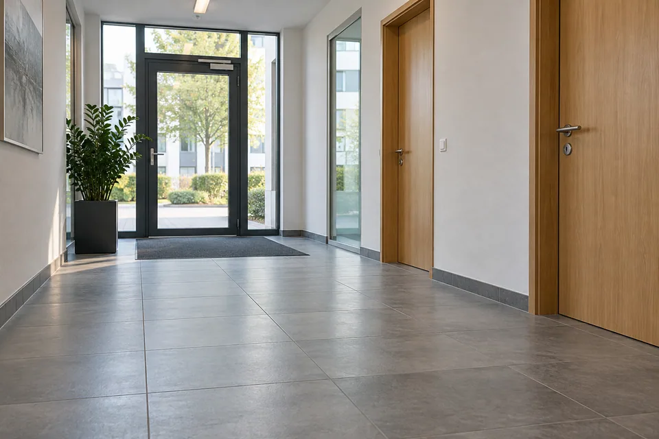 KI-generierter Beispielraum: gepflegter Eingangsbereich mit Fliesenboden